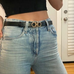 Authentic Salvatore Ferragamo Vintage Black Leather Belt